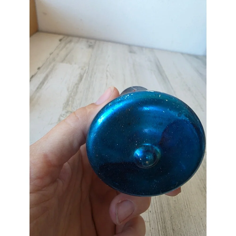 Vintage pre world war II? Blue Glass Bell ornament Xmas large tree